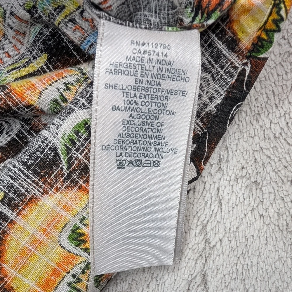 True Religion Shirt Mens L Black Skull Hawaiian Utility Short Sleeve Travel